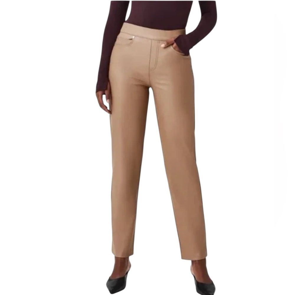 NWT SPANX faux leather Elegant Women's Pants in toffee